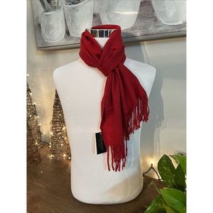 NWT Steve Madden‎ Mid Weight Cozy Muffler Scarf with Fringe Red